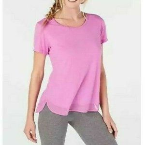 Women's Shirt IDEOLOGY Mesh-hem T-shirt, Pink, Sz Small Active Tee Fitness Shirt